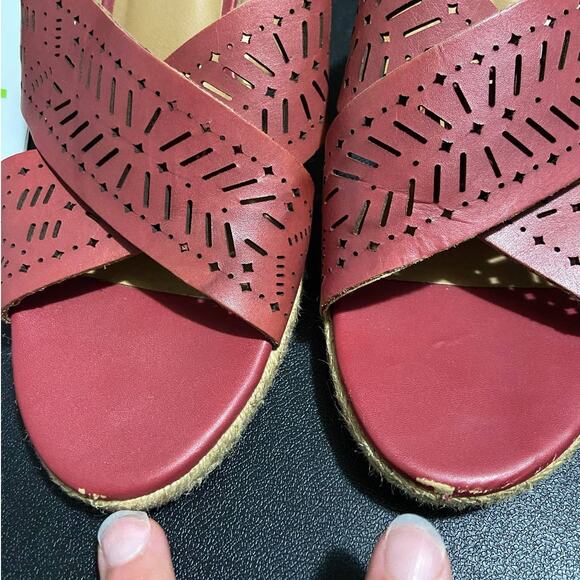 Lucky Brand Womens Keela Leather Espadrille Sandals US Size 10M Slip On FLAW - Picture 5 of 7